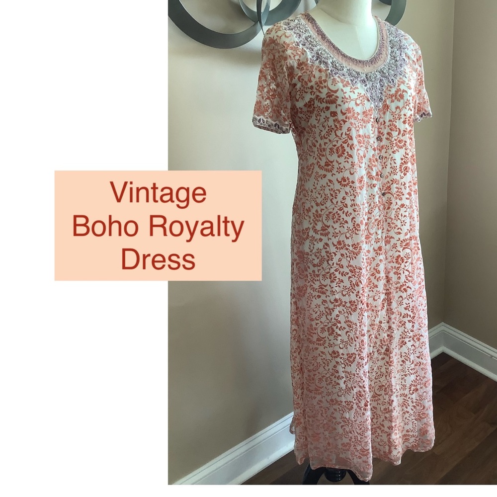 Vintage Velvet Boho Royalty MIDI A-line Dress